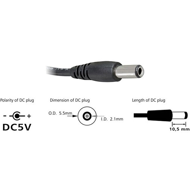 2x USB naar USB-B / DC kabel - USB2.0 - 0,30 meter