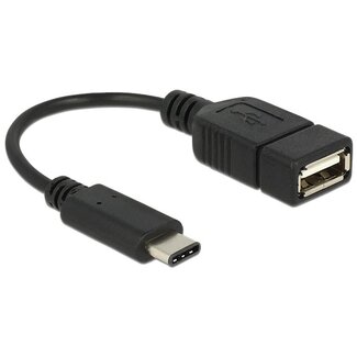 DeLOCK USB-C (m) - USB-A (v) adapter - USB2.0 - tot 2A / zwart - 0,15 meter