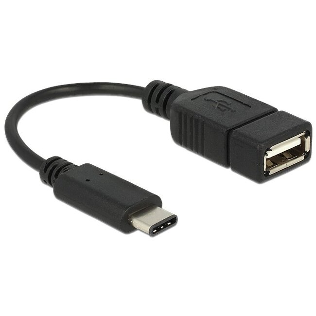 USB-C (m) - USB-A (v) adapter - USB2.0 - tot 2A / zwart - 0,15 meter