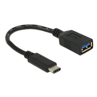 Roline USB-C (m) - USB-A (v) (volledig bedekt) adapter - USB3.0 / zwart - 0,15 meter