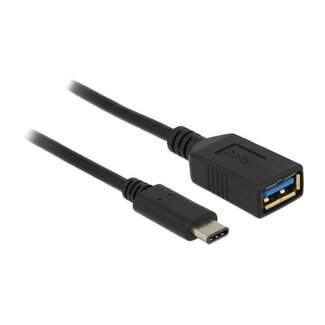 Dolphix USB-C (m) - USB-A (v) (volledig bedekt) adapter - USB3.0 / zwart - 1 meter