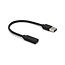 USB-A (m) - USB-C (v) adapter - USB3.0 / zwart - 0,10 meter
