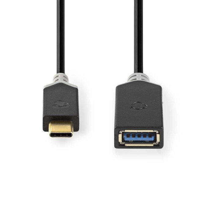 Nedis USB-C (m) - USB-A (v) adapter - USB3.0 / zwart - 0,15 meter