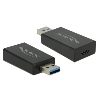 DeLOCK USB-A naar USB-C adapter - USB3.1 Gen 2 - tot 1,5A / zwart