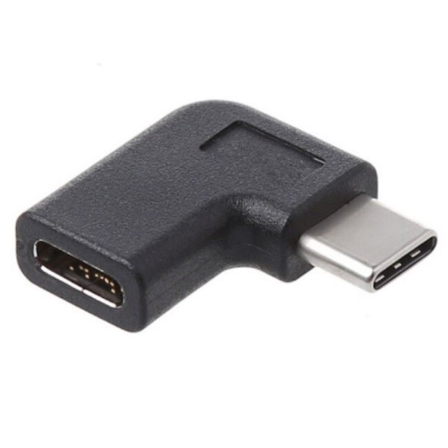USB-C naar USB-C adapter - haaks naar links/rechts - USB3.2 (tot 10 Gbit/s) - PD tot 20V/5A / zwart
