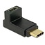 Premium USB-C naar USB-C adapter - haaks naar boven/beneden - USB3.2 (tot 10 Gbit/s) - PD tot 20V/5A / zwart