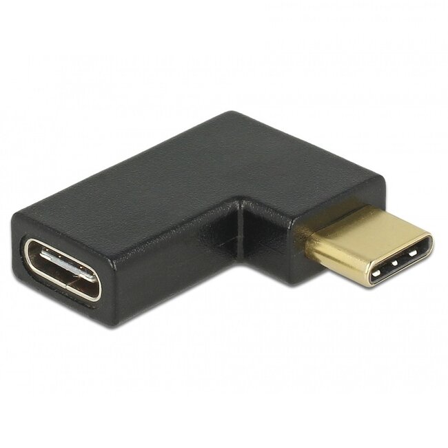 Premium USB-C naar USB-C adapter - haaks naar links/rechts - USB3.2 (tot 10 Gbit/s) - PD tot 20V/5A / zwart