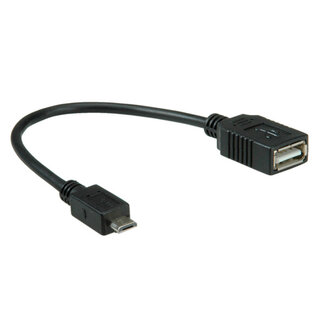 OTB USB Micro B (m) naar USB-A (v) OTG adapter - USB2.0 - tot 1A / zwart - 0,15 meter