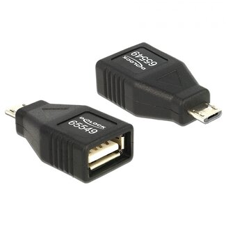 DeLOCK USB Micro B (m) naar USB-A (v) OTG adapter - USB2.0 - tot 1A / zwart