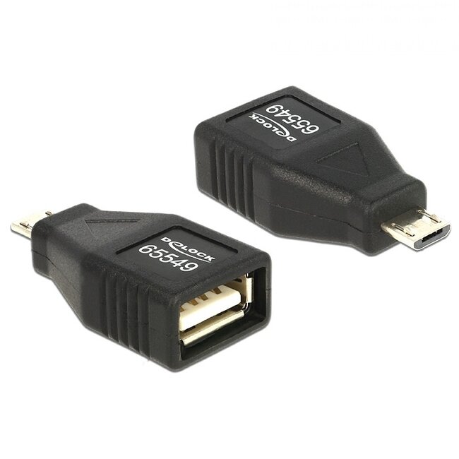USB Micro B (m) naar USB-A (v) OTG adapter - USB2.0 - tot 1A / zwart