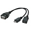 USB Micro B (m) naar USB-A (v) OTG adapter met USB Micro B (v) voeding - USB2.0 - tot 1A / zwart - 0,15 meter