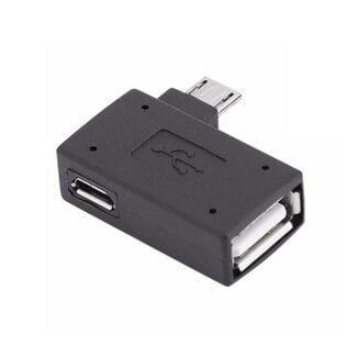 Dolphix Micro USB (m) naar USB-A (v) + Micro USB (v) OTG adapter - haaks naar rechts  - USB2.0 / zwart