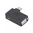 Micro USB (m) naar USB-A (v) + Micro USB (v) OTG adapter - haaks naar rechts  - USB2.0 / zwart