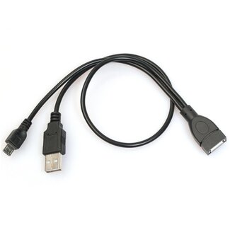 Coretek USB Micro B (m) naar USB-A (v) OTG adapter met USB-A (m) voeding - USB2.0 - tot 1A / zwart - 0,15 meter