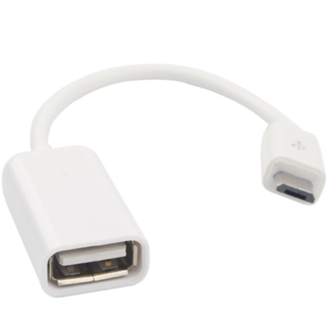 USB Micro B (m) naar USB-A (v) OTG adapter - USB2.0 - tot 1A / wit - 0,15 meter