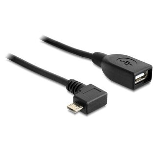 DeLOCK USB Micro B (m) haaks naar USB-A (v) OTG adapter - USB2.0 - tot 1A / zwart - 0,50 meter