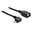 USB Micro B (m) haaks naar USB-A (v) OTG adapter - USB2.0 - tot 1A / zwart - 0,50 meter