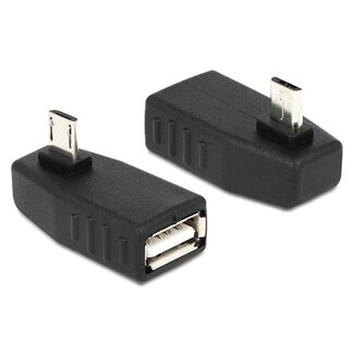 DeLOCK USB Micro B (m) haaks naar USB-A (v) OTG adapter - USB2.0 - tot 1A / zwart