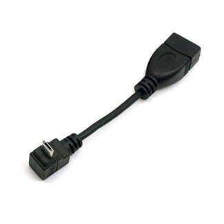 Coretek USB Micro B (m) haaks naar USB-A (v) OTG adapter - USB2.0 - tot 1A / zwart - 0,10 meter