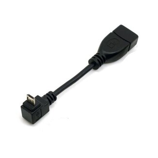 Coretek USB Micro B (m) haaks naar USB-A (v) OTG adapter - USB2.0 - tot 1A / zwart - 0,10 meter