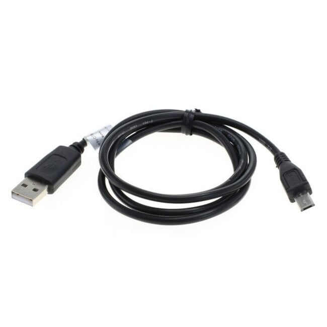 USB naar USB Micro B kabel met extra lange connector - USB2.0 / zwart - 1 meter