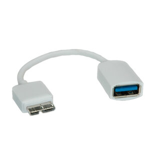 DeLOCK USB Micro B (m) naar USB-A (v) OTG adapter - USB3.0 - tot 0,9A / wit - 0,20 meter