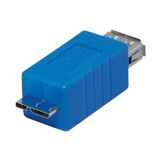 Transmedia USB Micro B (m) naar USB-A (v) adapter - USB3.0 / blauw