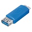 USB Micro B (m) naar USB-A (v) OTG adapter - USB3.0 - tot 0,9A / blauw