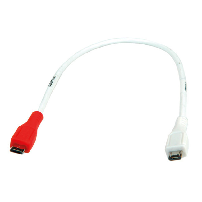 USB Micro B naar USB Micro B OTG oplaadkabel - USB2.0 - tot 1A / wit - 0,30 meter