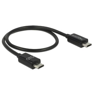 DeLOCK Premium USB Micro B naar USB Micro B OTG oplaadkabel - USB2.0 - tot 2A / zwart - 0,30 meter