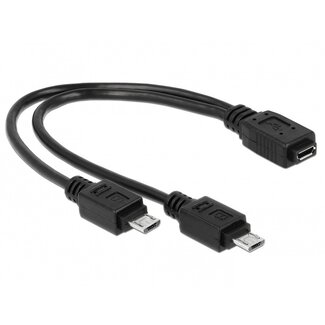 DeLOCK USB Micro B (v) naar 2x USB Micro B (m) splitter - USB2.0 - tot 1A / zwart - 0,20 meter