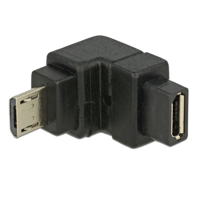 USB Micro B (m) - USB Micro B (v) haakse adapter (naar boven) - USB2.0 / zwart