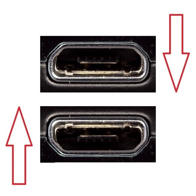 USB Micro B (m) - USB Micro B (v) haakse adapter (naar boven) - USB2.0 / zwart