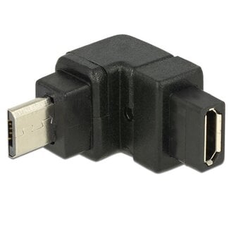 DeLOCK USB Micro B (m) - USB Micro B (v) - haakse adapter (naar beneden) - USB2.0 / zwart