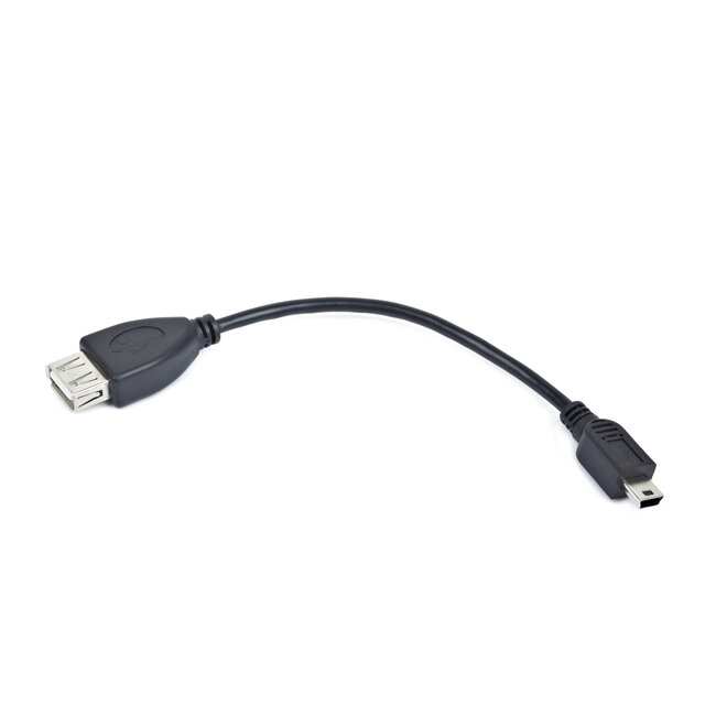 USB Mini B (m) naar USB-A (v) OTG adapter - USB2.0 - tot 1A / zwart - 0,20 meter