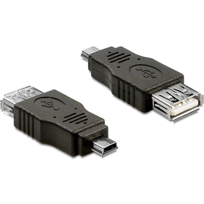 USB Mini B (m) naar USB-A (v) OTG adapter - USB2.0 / zwart