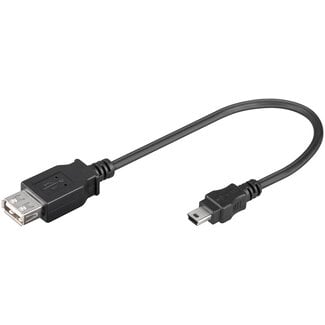 Goobay USB Mini B (m) - USB-A (v) adapter - USB2.0 - tot 1A / zwart - 0,20 meter