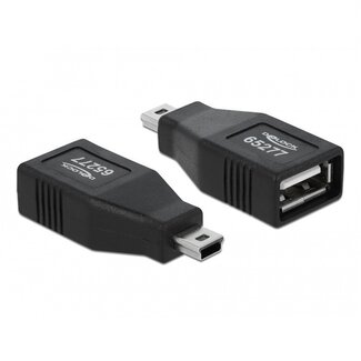 DeLOCK USB Mini B (m) - USB-A (v) adapter - USB2.0 / zwart