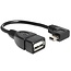 USB Mini B (m) haaks naar USB-A (v) OTG adapter - USB2.0 - tot 2A / zwart - 0,15 meter