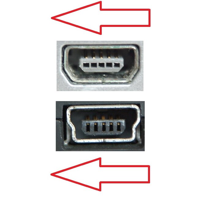 USB Mini B (m) haaks naar USB-A (v) OTG adapter - USB2.0 - tot 2A / zwart - 0,15 meter