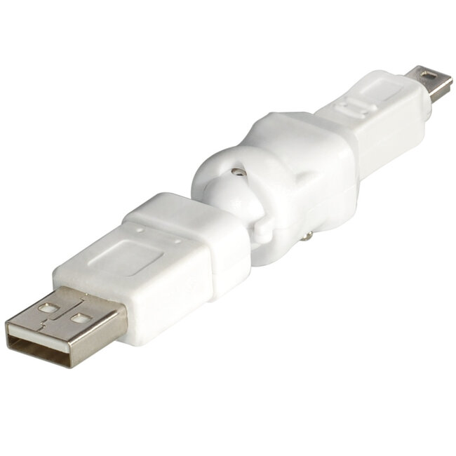 USB Mini B naar USB-A adapter - 360° draaibaar / wit