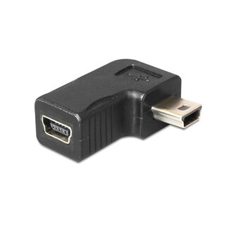 Transmedia USB Mini B naar USB Mini B haakse adapter / zwart