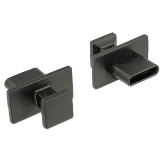 DeLOCK Afsluit cover / Poortbeschermer voor USB-C (v) poorten / met grote greep (10 stuks) / zwart