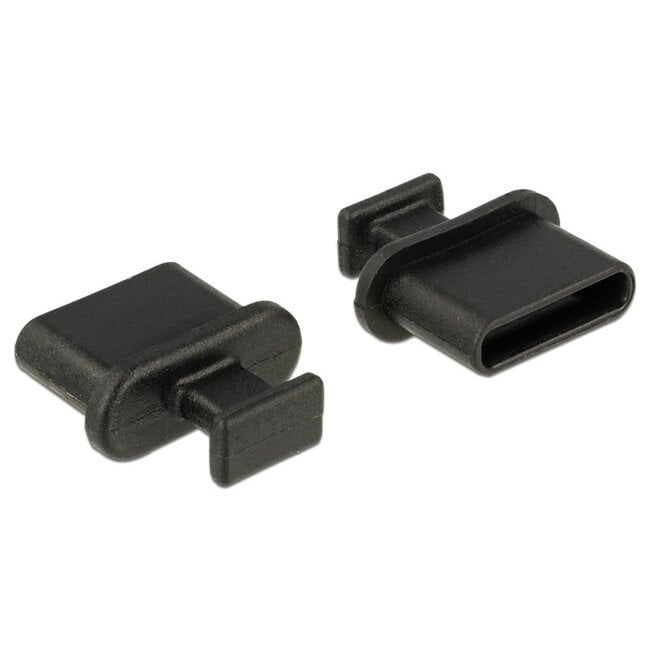Afsluit cover / Poortbeschermer voor USB-C (v) poorten / met greep (10 stuks) / zwart