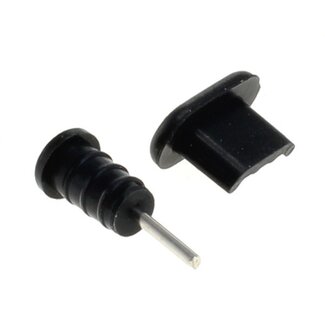 OTB Afsluit cover / Poortbeschermer voor USB Micro B en 3,5mm Jack poort / zwart
