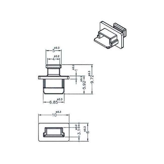 Afsluit cover / Poortbeschermer voor USB Mini B (v) poorten / met greep (10 stuks)