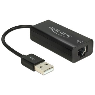 DeLOCK DeLOCK USB-A naar RJ45 Fast Ethernet LAN adapter - USB2.0 - CAT5 / zwart - 0,10 meter