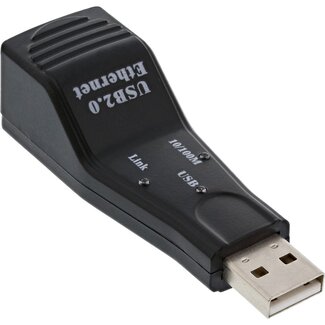 InLine Premium USB-A naar RJ45 Fast Ethernet LAN adapter - USB2.0 - CAT5 / zwart