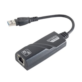 Dolphix USB-A naar RJ45 Gigabit Ethernet LAN adapter - USB3.0 - CAT6 / zwart - 0,10 meter