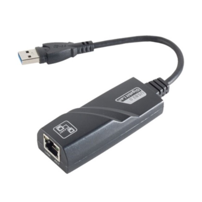 USB-A naar RJ45 Gigabit Ethernet LAN adapter - USB3.0 - CAT6 / zwart - 0,10 meter